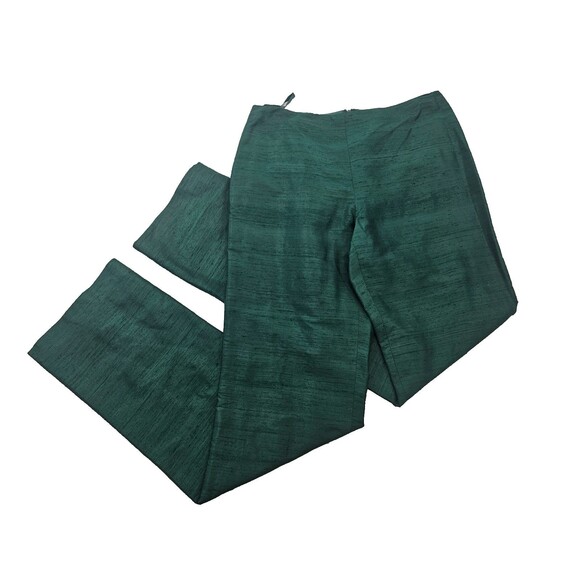 ALK Women's 4 Muse 100% Silk Forest Green Tapered Leg Dress Pants Slacks Trouser - Picture 1 of 5